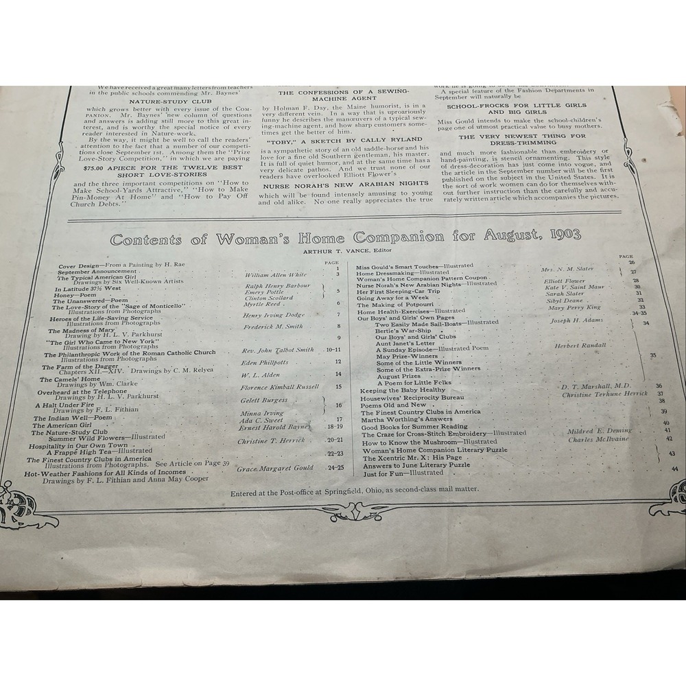 Vintage Magazine, Woman's Home Companion,‎ August 1903, Good Condition - Picture 5 of 5